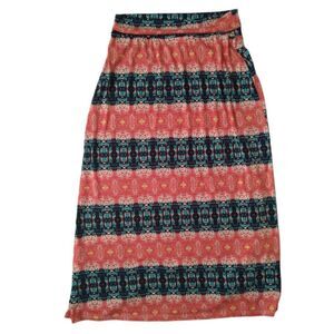 Lily Rose Orange and Blue Abstract Pattern Maxi Length Skirt Women's Size XL